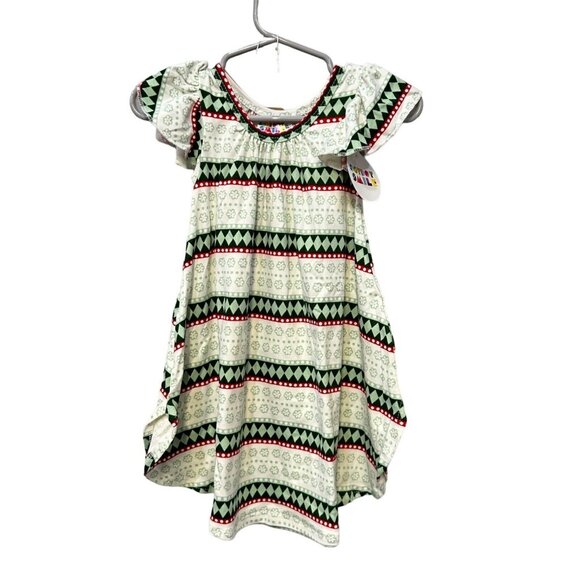 Dot Dot Smile Green Red Striped Diamonds Flower Clover Baby Girl's Dress 12-24M - Picture 1 of 5